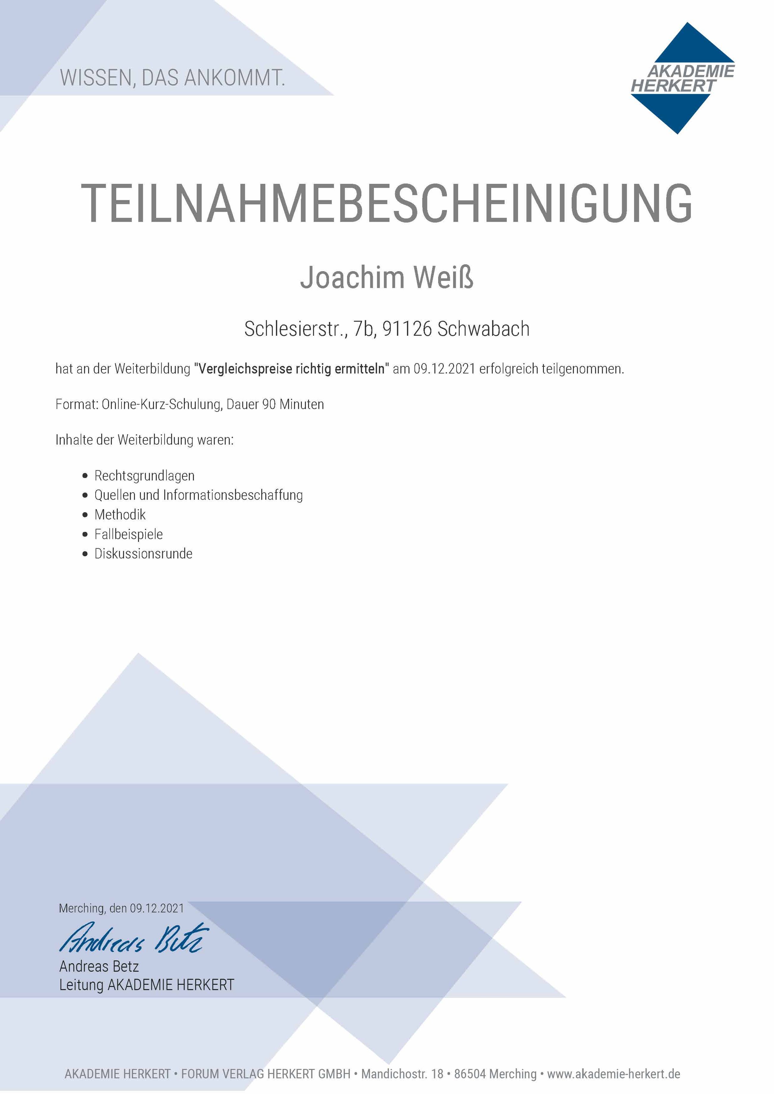 Vergleichspreise richtig ermitteln